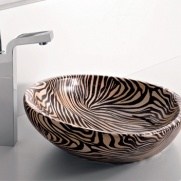 Umývadlo na dosku Biko oranžovo-čierna zebra (Etnická kolekcia)