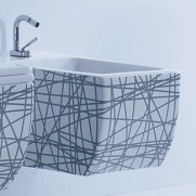 Bidet závesný Olympic s bielo-čiernym dekorom