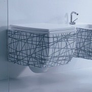 WC závesný Olympic s bielo-čiernym dekorom