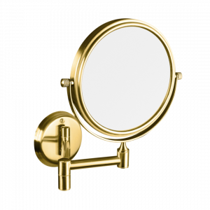 Wall-mounted make-up / shaving mirror with arm large | gold