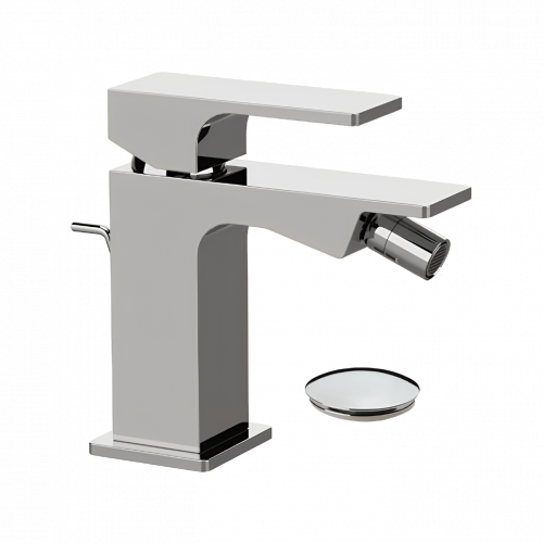 Stand-mounted bidet faucet | lever | chrome black ground polished matte | with a drain | ABSOLUTE