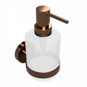 Soap dispenser with a cup of PVD collection - frosted glass | Coffee-Gold