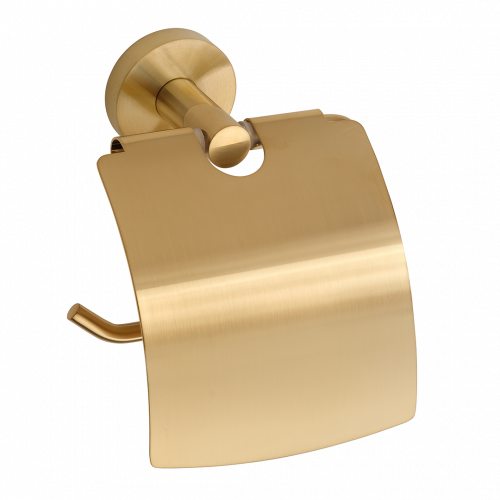 Držiak na toaletný papier PVD s krytom | zlatá mat