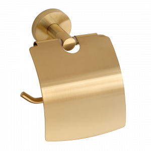 Držiak na toaletný papier PVD s krytom | zlatá mat