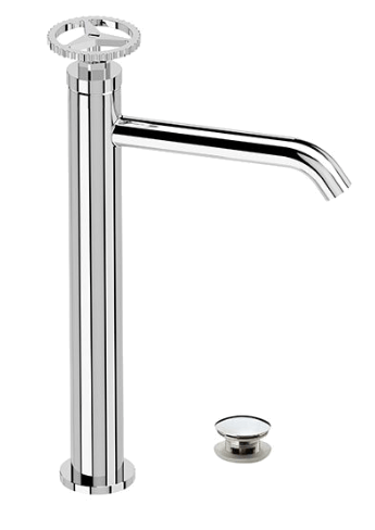 Standing washbasin faucet | lever | high | XL | gold gloss | with a drain | CHRONO