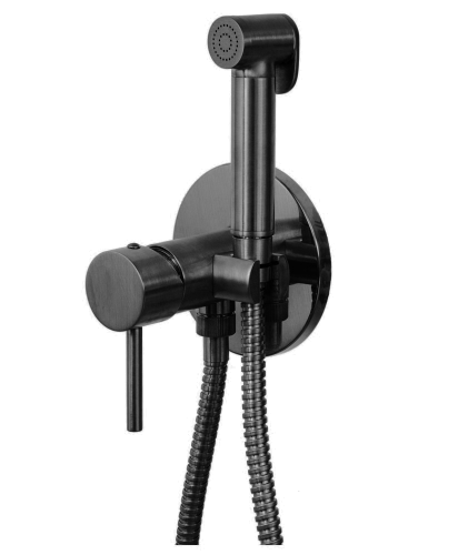 Bidet faucet | with bidet spray | podomítková | oval | chrome black ground polished matte | X STYLE