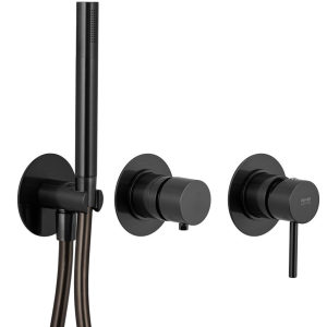 Bathtub faucet fixtures wall concealed | lever | mechanical | chrome black ground mat leštěný | X STYLE