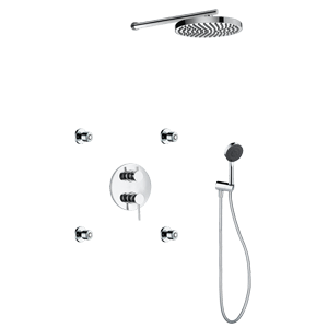 Shower set Circulo lever faucet, concealed with handheld shower and massage jets