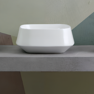 Umývadlo TAO | 420 x 420 x 180 | na dosku | štvorcový so zaoblenými hranami | biela mat