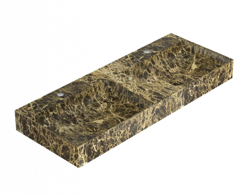 Double sink T-EDGE | 1200 x 470 x 120 | on the board or hanging | Portoro Brown mattte
