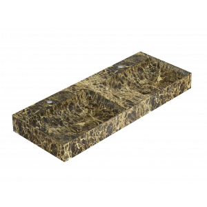 Double sink T-EDGE | 1200 x 470 x 120 | on the board or hanging | Portoro Brown mattte