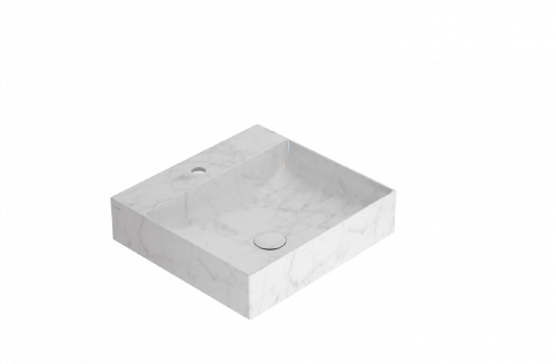 Umývadlo T-EDGE | 500x470x120 | bez otvoru pro baterii | Carrarský mramor mat