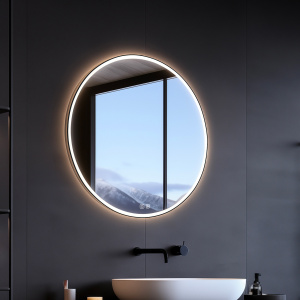 Koupelnové podsvícené LED zrcadlo | 600 x 600 mm | černá | 2x senzor