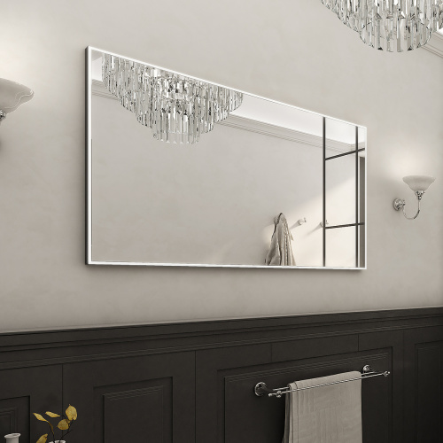 Koupelnové podsvícené LED zrcadlo | 1400 x 700 | černá mat | 2x senzor