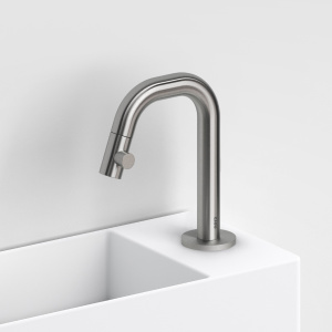 Wash basin faucets wall concealed | brushed stainless steel | KALDUR