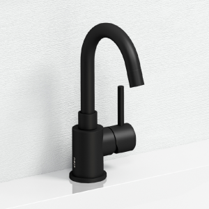 Xo washbasin mixer tap type 1, with swivelling spout, matt black