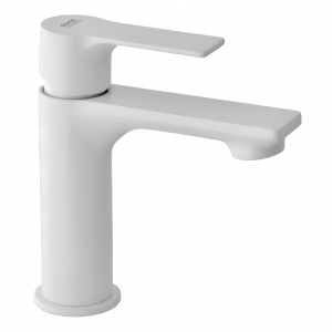ENERGY basin mixer without handle hole | stand lever | low | white mattte
