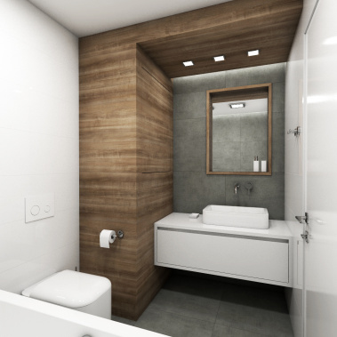 Moderná kúpeľňa GRAFITE - Pohľad na umývadlo a toaletu