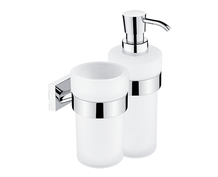 Hygienický set Keira (dávkovač na mydlo a držiak pohárika s pohárikom) | chróm