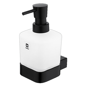 Soap dispenser with a cup of Kibo collection - frosted glass | black matte