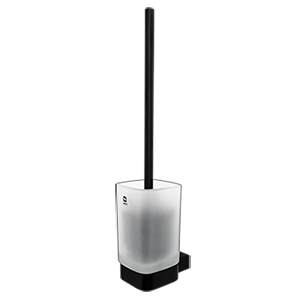 WC brush Kibo with glass container | black matte