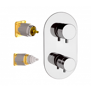 Concealed module X STYLE upper part lever three - way thermostatic | white mattte