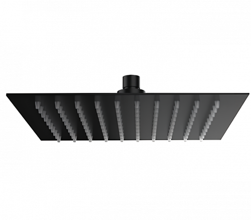 Showerhead SoffiSlim SQ | wall mounted | 400 x 400 | polished inox | black mattte