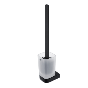 WC brush Nikau with glass container | square handle | black matte
