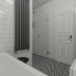 Retro kúpeľňa BLACK & WHITE - Pohled z vany na sprchu
