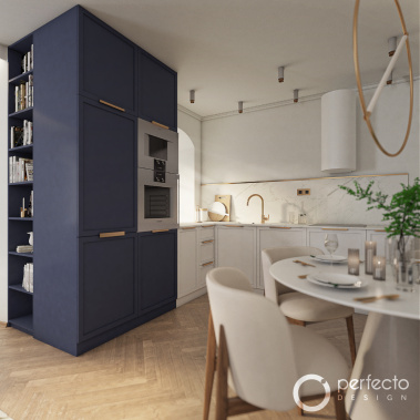 Kuchyň v kobaltovo modré - vizualizácia