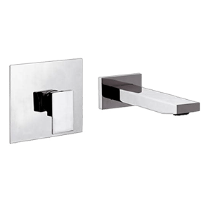 Wash basin faucets wall concealed | two -elementary | gold gloss | Q-DESIGN
