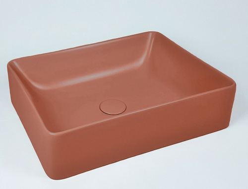 Umývadlo Slim | 600 x 380 x 130 mm | na dosku | štvorhranný | granátovo červená mat