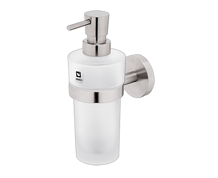 Soap dispenser with a cup of Unix collection - frosted glass | brushed inox