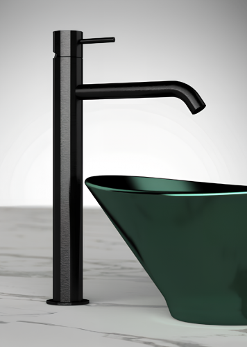 Standing washbasin faucet | lever | high | chrome black ground polished matte | X STYLE
