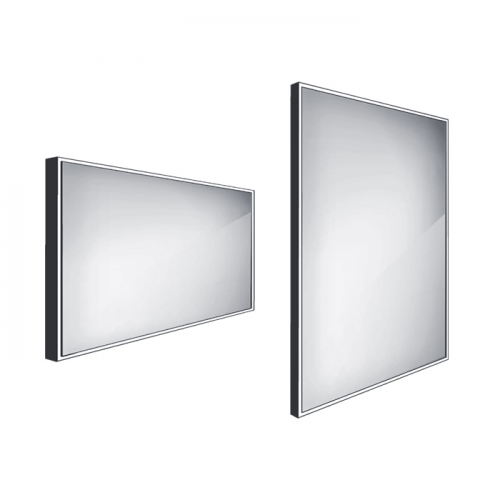 Koupelnové podsvícené LED zrcadlo ZPC | 1200 x 700 mm | černá