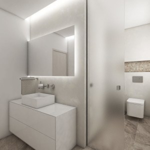 Návrh kúpeľne - Pohľad na umývadlo a toaletu