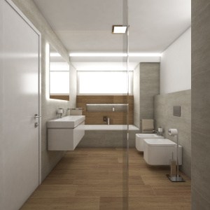 Návrh kúpeľne - Priamy pohľad zo sprchového kútu