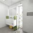 Detská kúpeľňa ORIGAMI - Pohľad zo sprchy na umývadlo